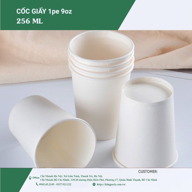 Cốc giấy 9oz 1PE trắng