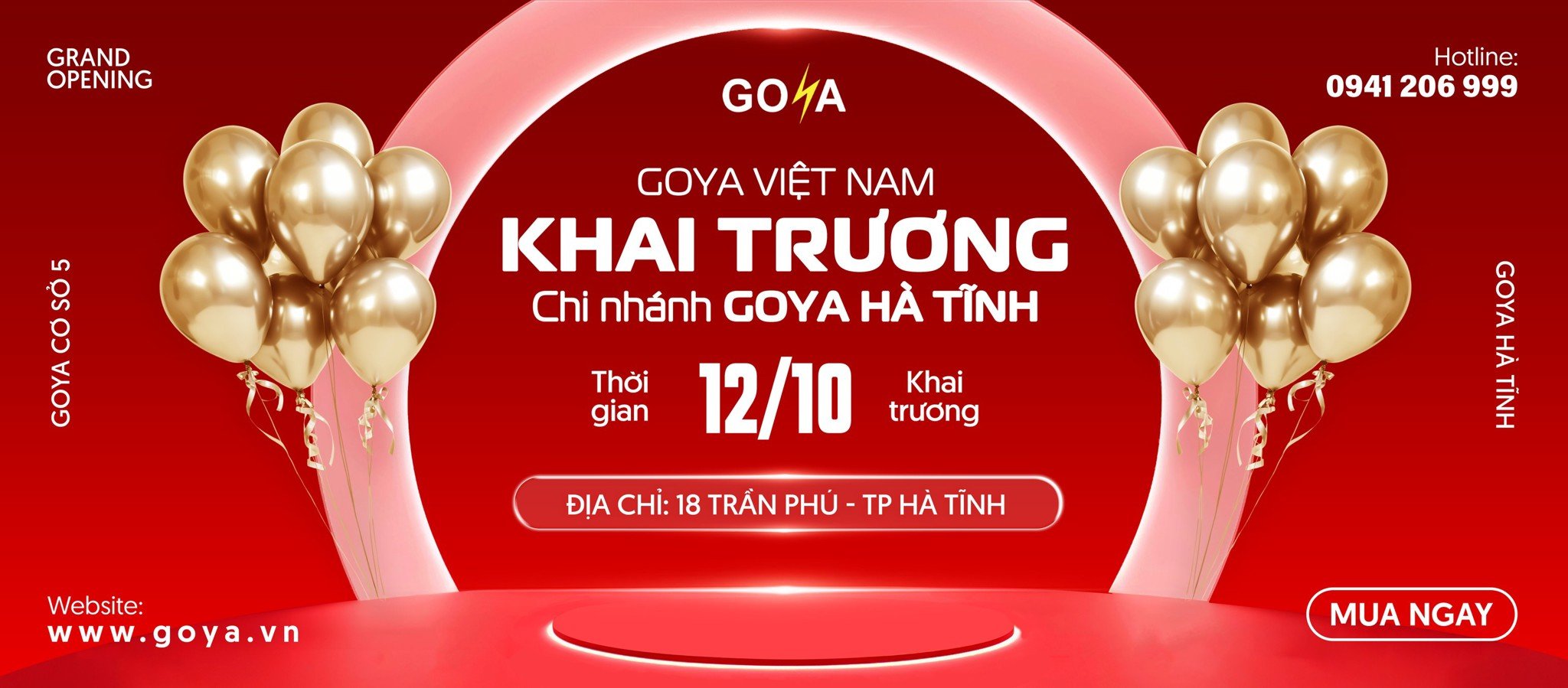 THÔNG BÁO KHAI TRƯƠNG CƠ SỞ MỚI CỦA GOYA TẠI 18 TRẦN PHÚ - HÀ TĨNH