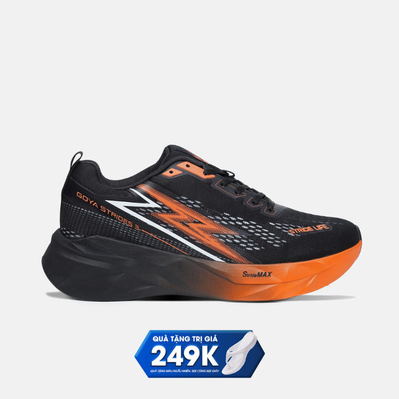 GIÀY CHẠY BỘ GOYA STRIDES 3 - ĐEN CAM