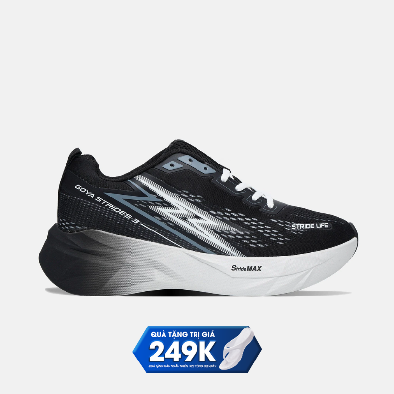 GIÀY CHẠY BỘ GOYA STRIDES 3 - ĐEN TRẮNG