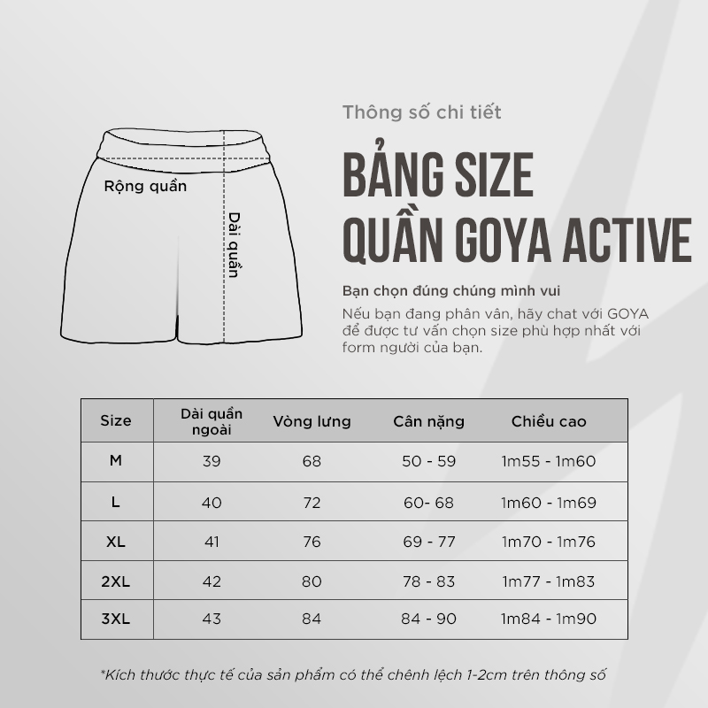 QUẦN THỂ THAO GOYA 2 LỚP GOYA ACTIVE