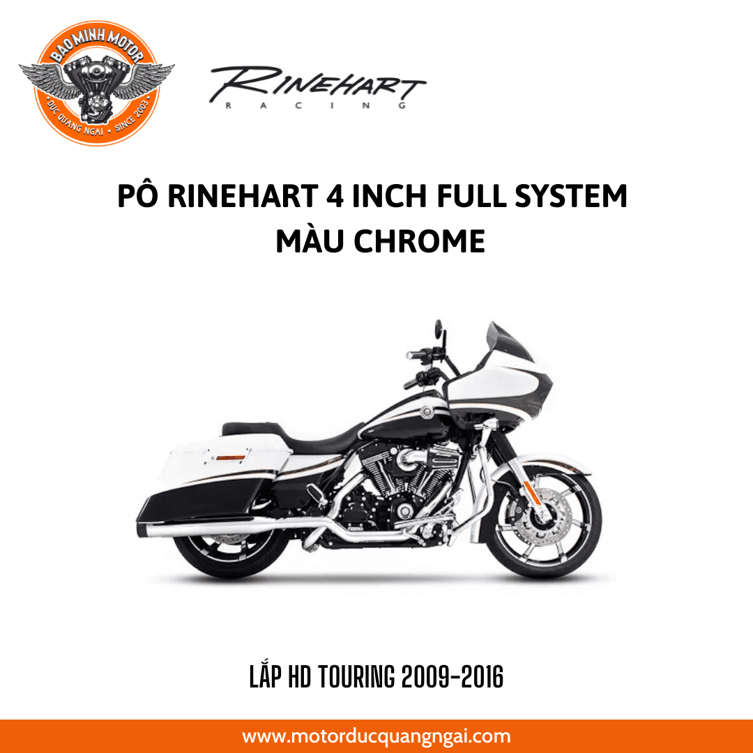 PÔ HIỆU RINEHART FULL SYSTEM 4 INCH MÀU ĐEN ĐUÔI CHROM LẮP HD TOURING 2009-2016