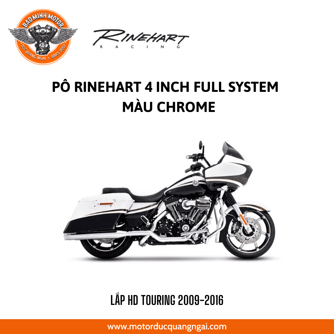 PÔ RINEHART FULL SYSTEM 4 INCH MÀU CHROME LẮP HD TOURING 2009 - 2016