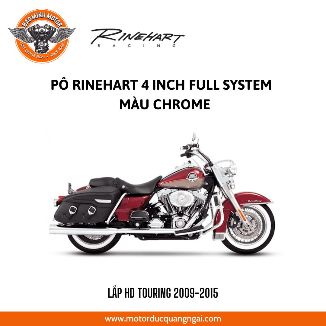 PÔ RINEHART FULL SYSTEM 4 INCH MÀU CHROME LẮP TOURING '09 -'15