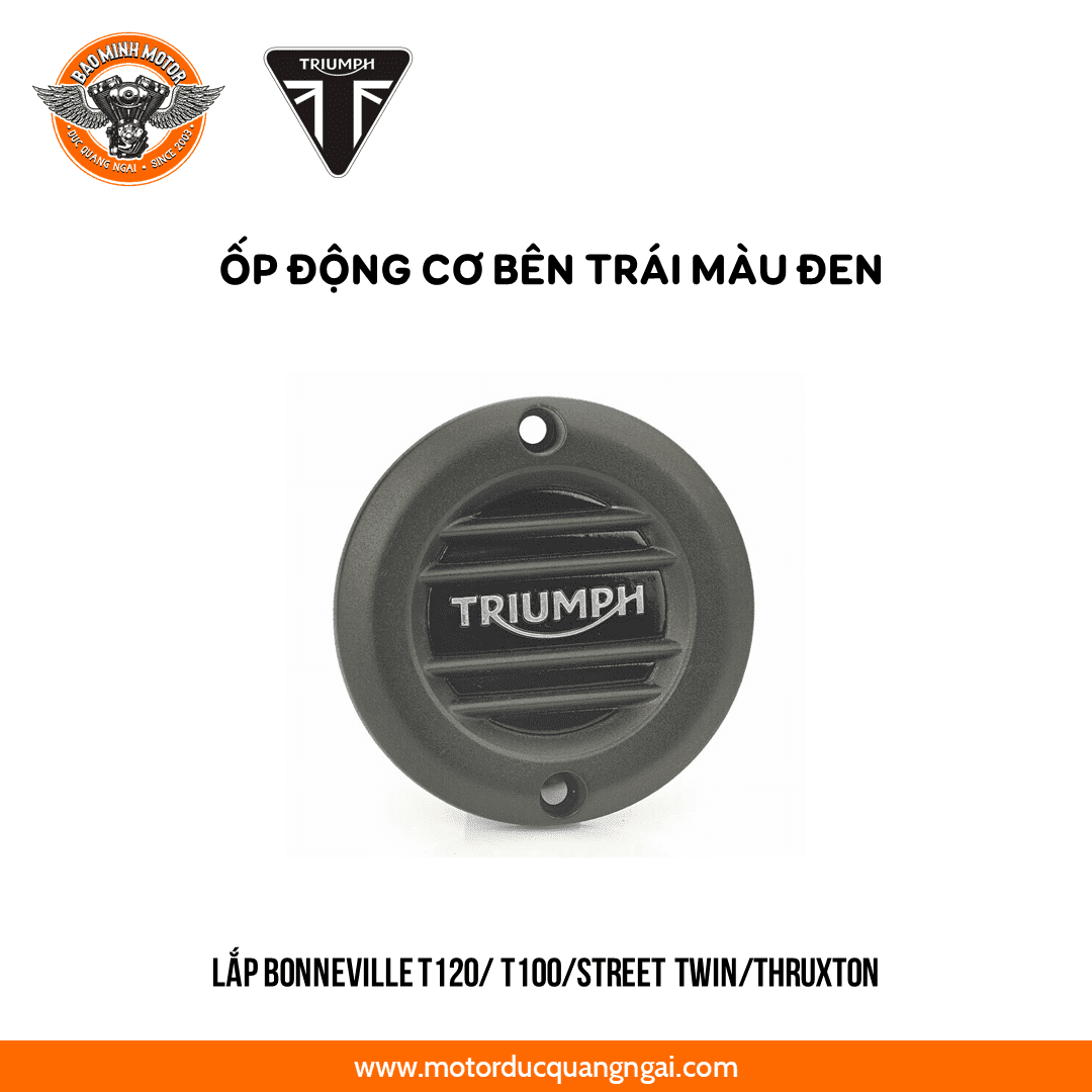 ỐP ĐỘNG CƠ MÀU ĐEN BÊN TRÁI T120, T100, STREET TWIN, THRUXTON