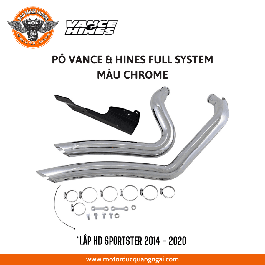 PÔ VANCE HINES FULL SYSTEM MÀU CHROME LẮP HD SPORTSTER '14 - '20