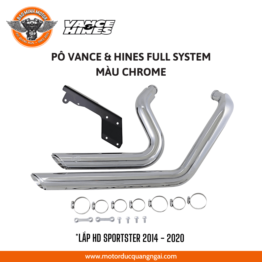 PÔ VANCE HINES FULL SYSTEM MÀU CHROME LẮP HD SPORTSTER 2014-2020