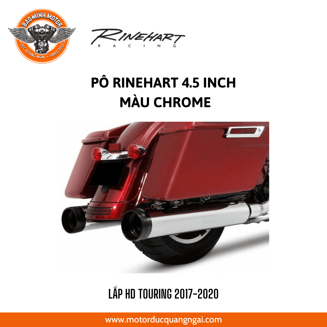 PÔ SLIP ONS HIỆU RINEHART 4.5 INCH LẮP CHO TOURING 2017-2020 MÀU CHROME ĐUÔI BÔ BLACK