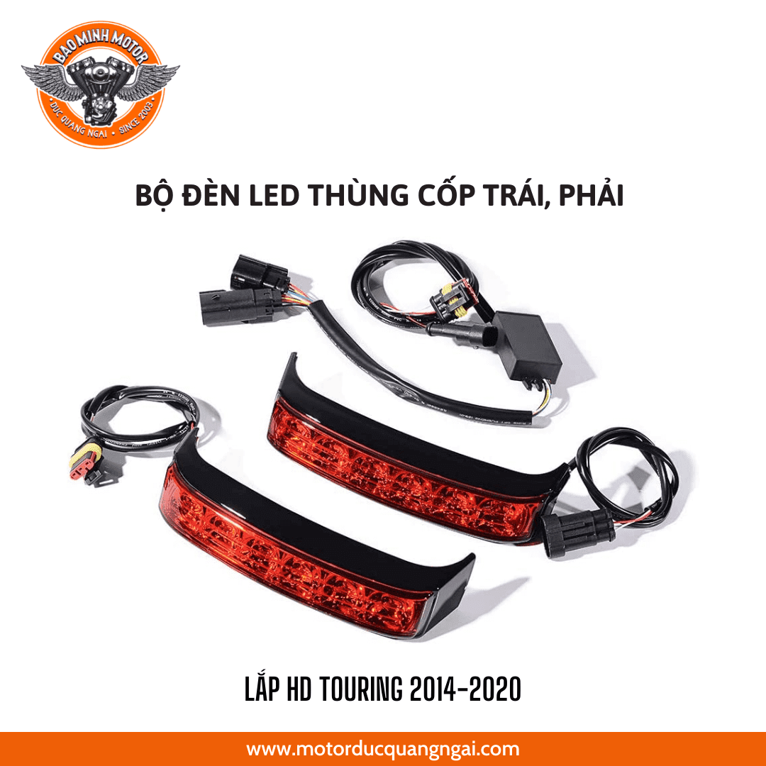 BỘ ĐÈN LED THÙNG CỐP TRÁI , PHẢI ĐÈN MÀU ĐỎ VIỀN ĐEN HIỆU HD LẮP CHO TOURING ĐỜI 2014 - 2020 ( TRỪ ROADKING )