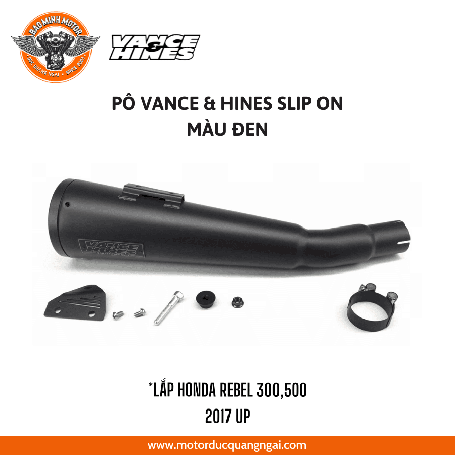 PÔ SLIP-ON MÀU ĐEN HIỆU VANCE & HINES LẮP CHO REBEL 300-500 - 2017 UP