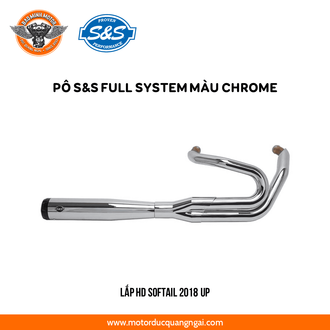 PÔ 2 INTO 1  MÀU CHROME HIỆU S&S LẮP HD SOFTAIL M8 18UP (Fat Boy®, Breakout® & FXDR® models VỚI KHUNG GẦM RỘNG )