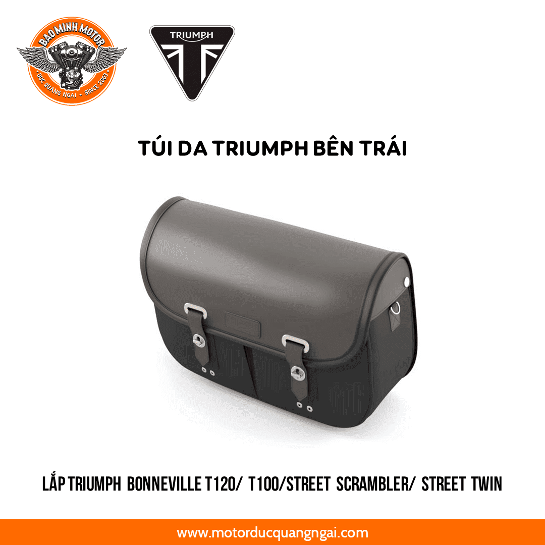 TÚI DA HIỆU TRIUMPH MÀU ĐEN BÊN TAY TRÁI LẮP T100, T120