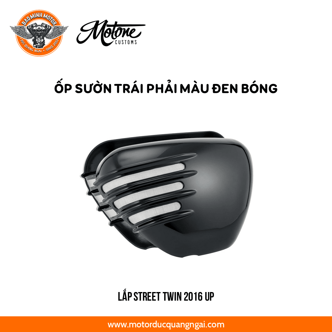 CỐP TRÁI PHẢI HIỆU MOTONE MÀU ĐEN BÓNG LẮP TRIUMPH STREET TWIN 2016 UP