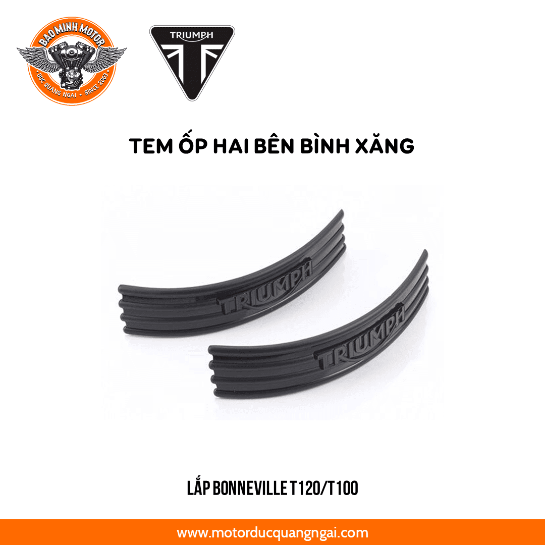 TEM ỐP HAI BÊN BÌNH XĂNG CHỮ TRIUMPH MÀU ĐEN