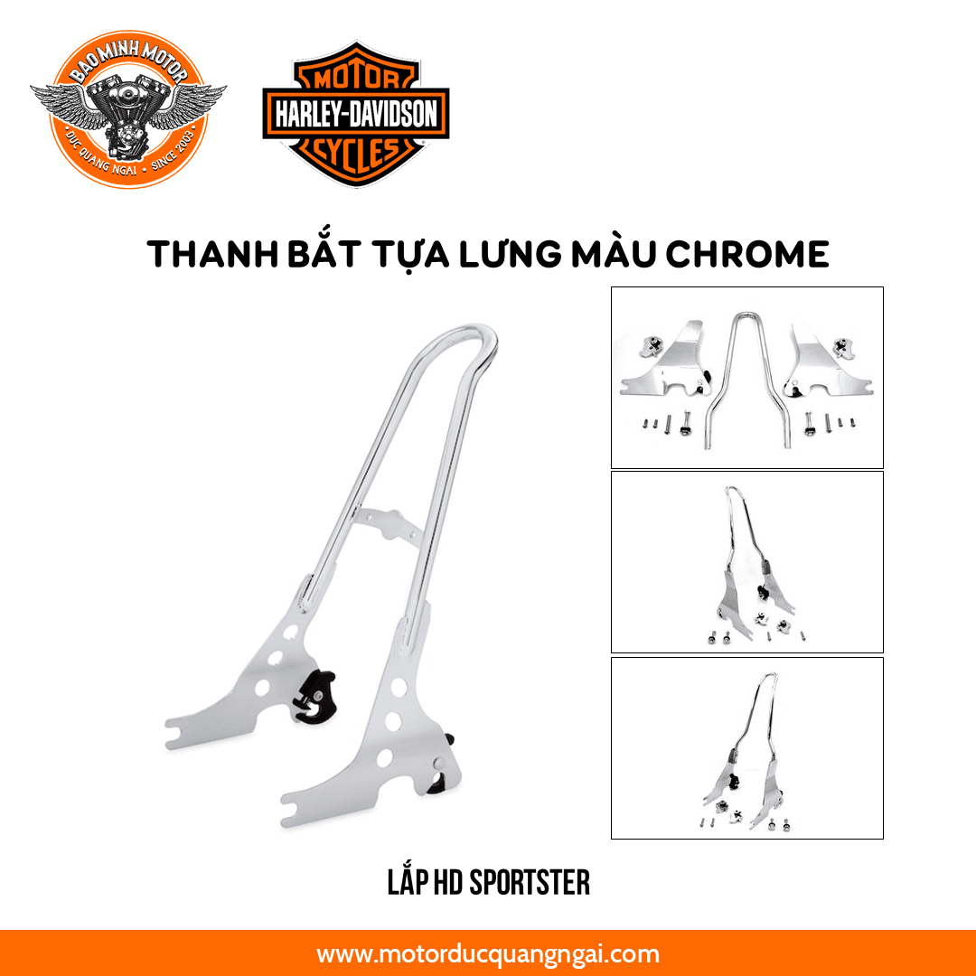 THANH BẮT TỰA LƯNG HIỆU HD MÀU CHROME LẮP SPORTSTER