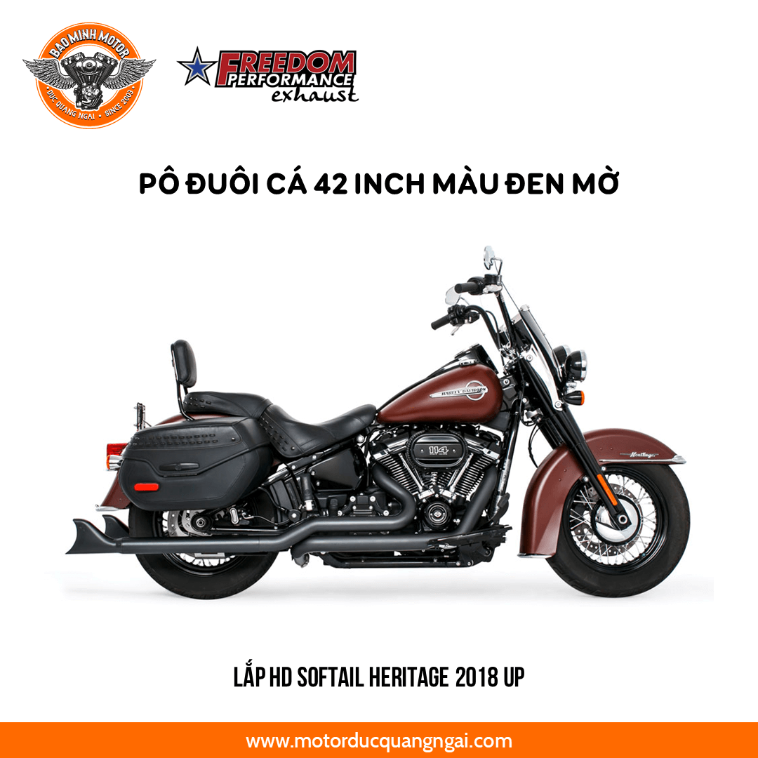 PÔ ĐUÔI CÁ 42 INCH HIỆU FREEDOM MÀU ĐEN MỜ LẮP HD SOFTAIL HERITAGE '18 - '20