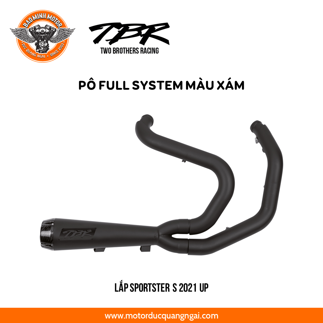 PÔ HIỆU TWOBROTHERS RACING FULL SYSTEM MÀU ĐEN LẮP HD  SPORTSTER S - 2021 UP