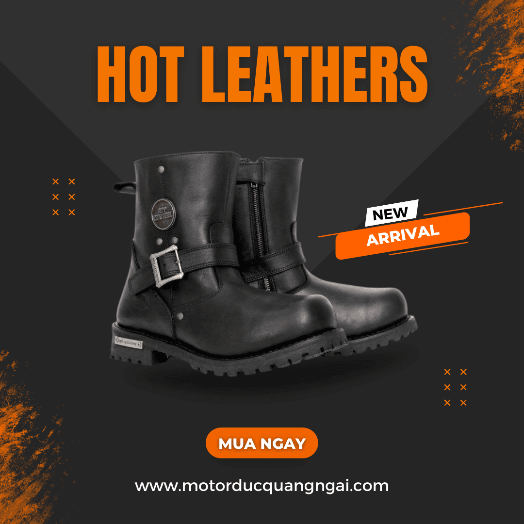 GIÀY DA NAM 8'' ROUND TOE HIỆU HOT LEATHERS MÀU ĐEN - SIZE 8.5