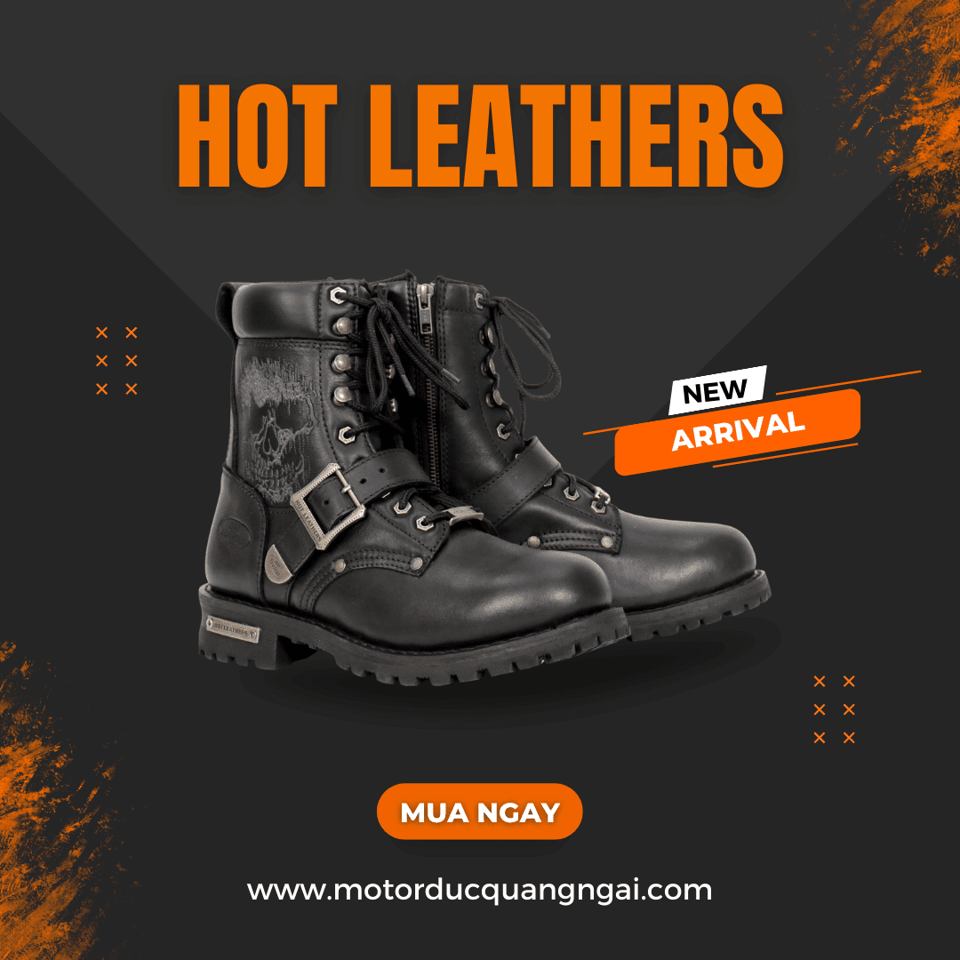 GIÀY DA NAM SKULL HIỆU HOT LEATHERS CÓ KHOÁ - SIZE 8