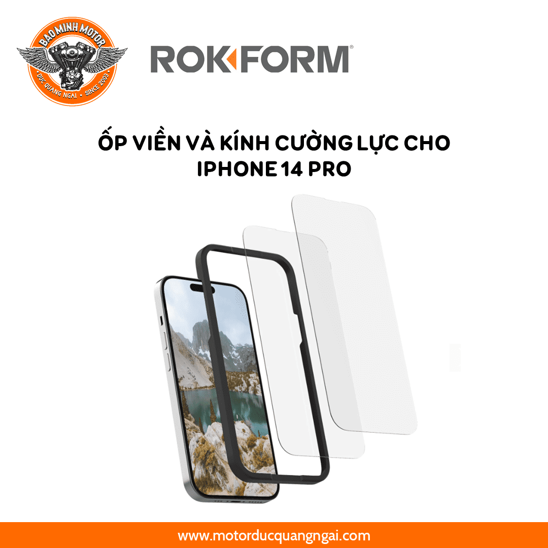 ỐP VIỀN VÀ KÍNH CƯỜNG LỰC ĐIỆN THOẠI IPHONE 14 PRO HIỆU ROKFORM