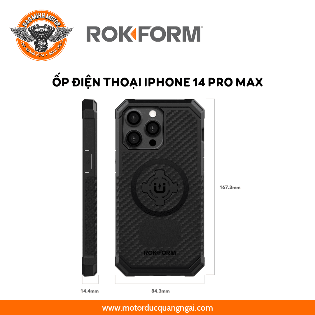 ỐP ĐIỆN THOẠI IPHONE 14 PRO MAX HIỆU ROKFORM MÀU ĐEN