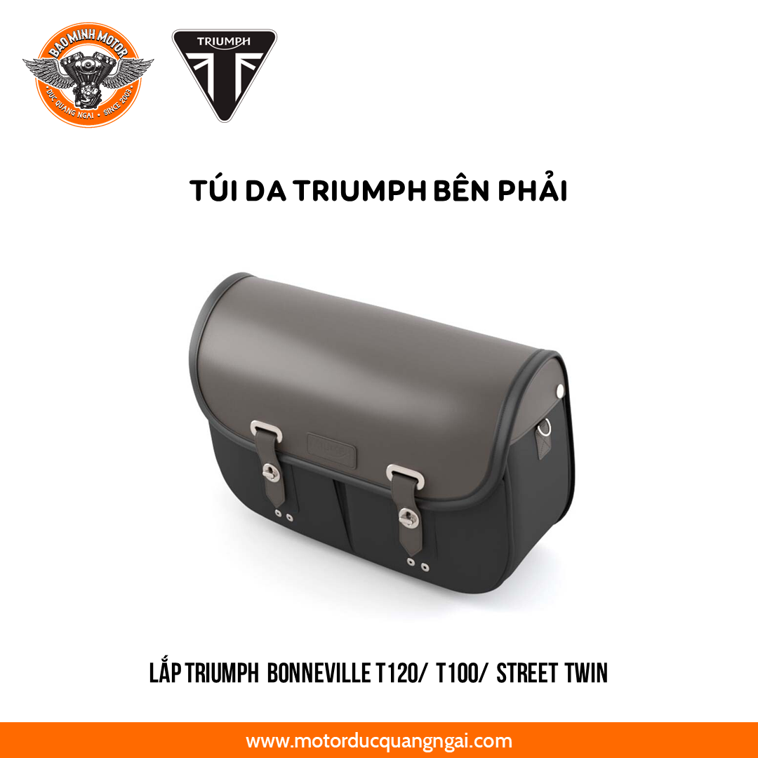 TÚI DA BÊN PHẢI MÀU ĐEN HIỆU TRIUMPH LẮP T100, T120