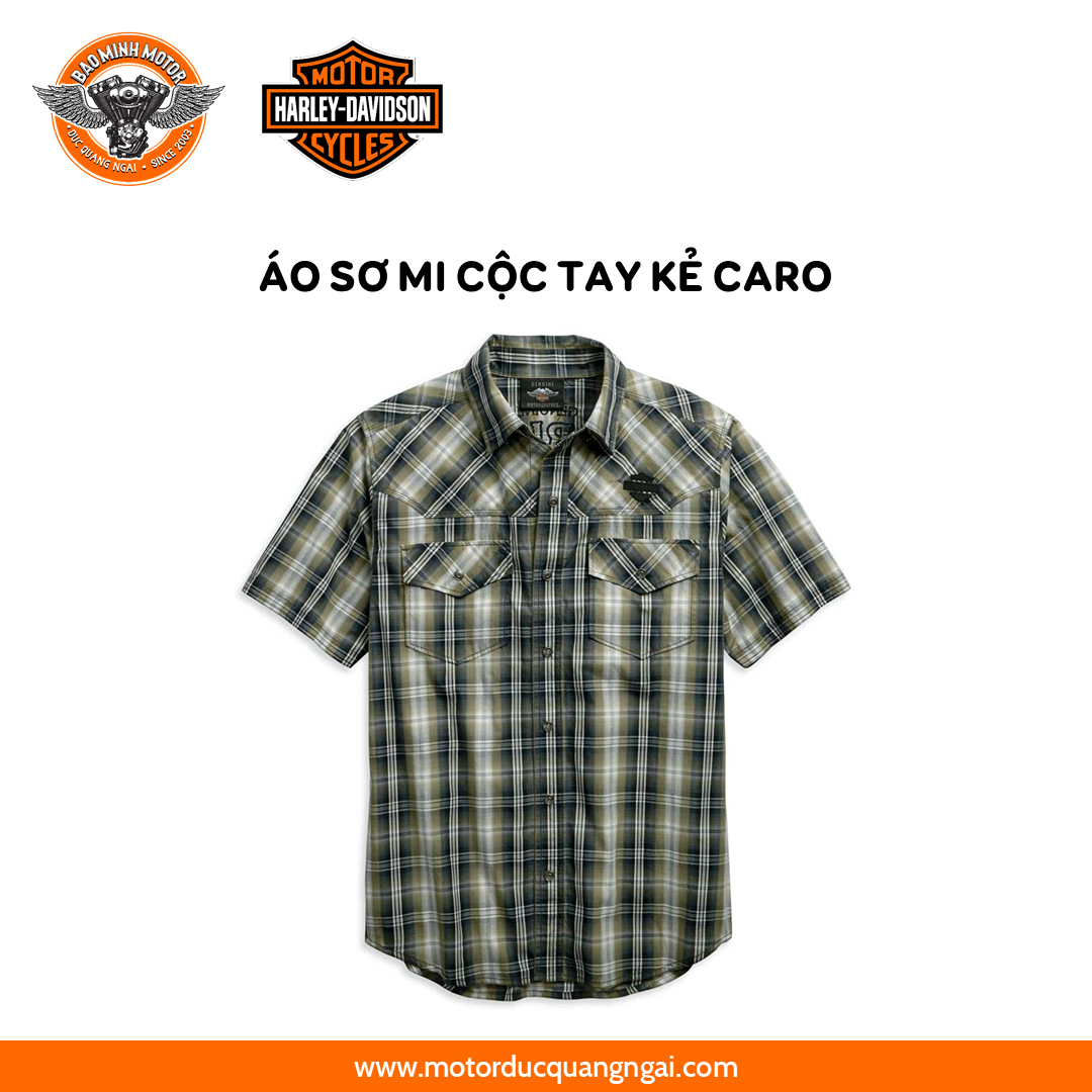 ÁO SƠ MI CỘC TAY HIỆU HD KẺ CARO SIZE S