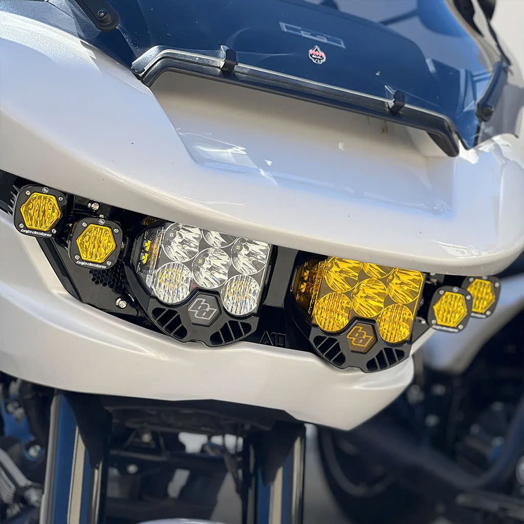 BỘ ĐÈN PHA KẾT HỢP + ĐÈN XI NHAN TRƯỚC HIỆU A10 MOTO BAJA DESIGNS LP6 CHO ROAD GLIDE 2023+ (ĐÃ BAO GỒM KIT LẮP ĐẶT VÀ BỘ DÂY ĐIỆN)
