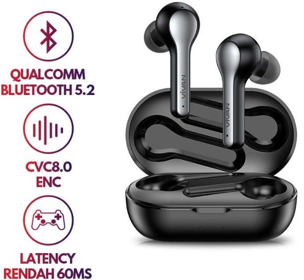 Tai Nghe Bluetooth VIVAN 5.2 TWS True Wireless Mirroring Liberty T210NC Black