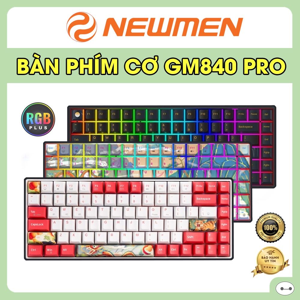BÀN PHÍM CƠ NEWMEN GM840 PRO DUAL MODE (BT5.0/TYPE-C/RGB/HOT SWAP/KAILHBOX HUSH V3 SILENT SW)