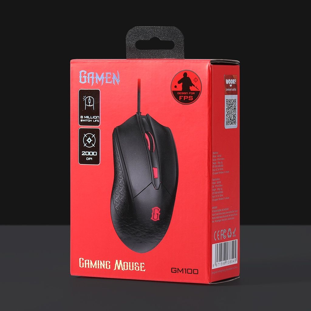 Chuột Máy Tính Gamen GM100 Chuột Gaming Đèn Led RGB 2000 Dpi Di Chuột Chuẩn Xác Chuyên Game