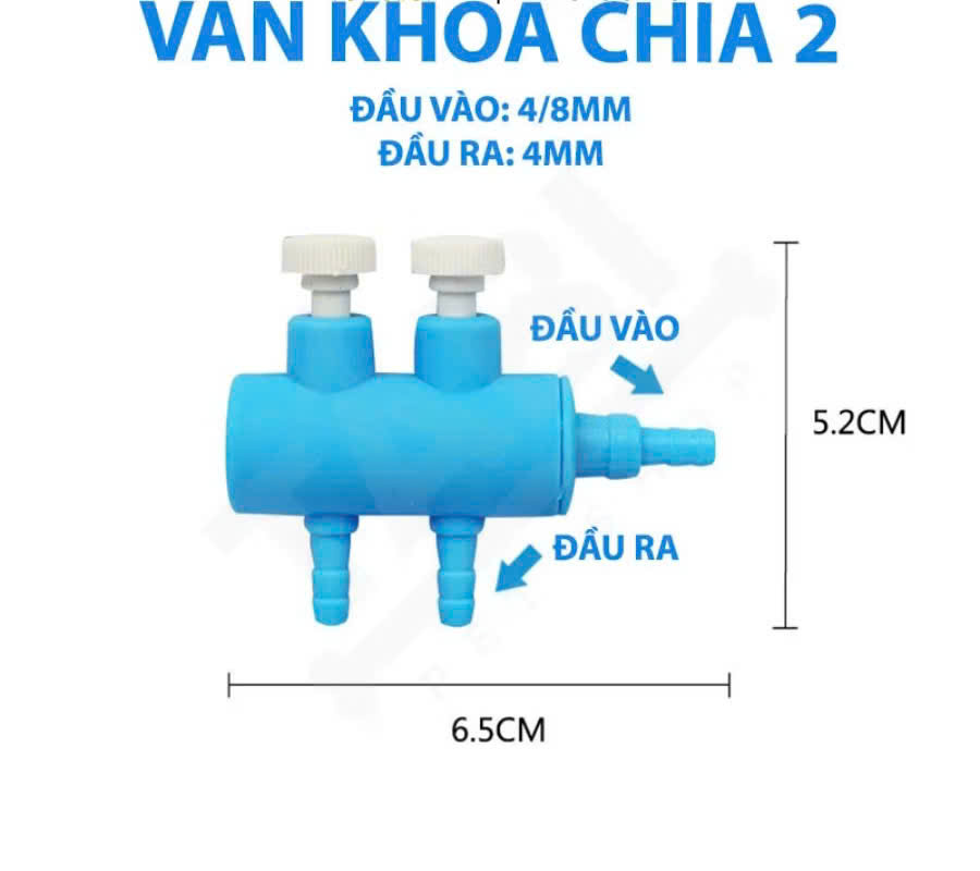 Van Khóa Chia Khí Oxy Cao Cấp - Van Điều Chỉnh Oxi Hồ Cá, Bể Cá Thủy Sinh