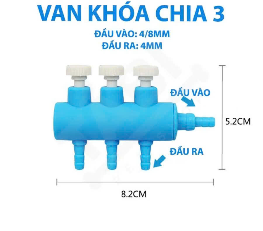 Van Khóa Chia Khí Oxy Cao Cấp - Van Điều Chỉnh Oxi Hồ Cá, Bể Cá Thủy Sinh