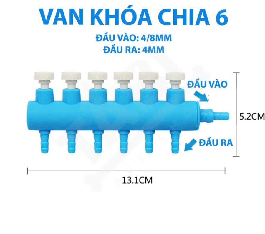Van Khóa Chia Khí Oxy Cao Cấp - Van Điều Chỉnh Oxi Hồ Cá, Bể Cá Thủy Sinh