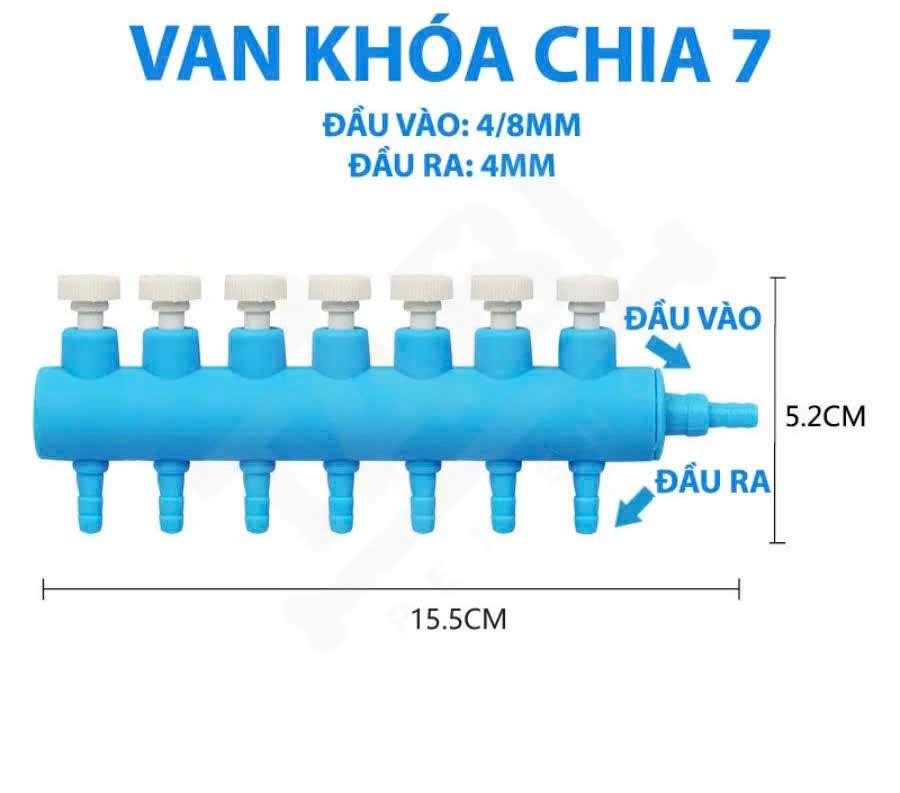 Van Khóa Chia Khí Oxy Cao Cấp - Van Điều Chỉnh Oxi Hồ Cá, Bể Cá Thủy Sinh