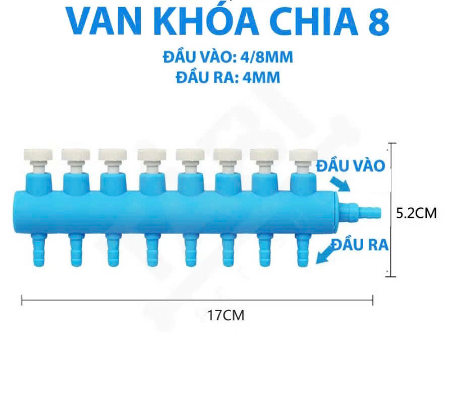 Van Khóa Chia Khí Oxy Cao Cấp - Van Điều Chỉnh Oxi Hồ Cá, Bể Cá Thủy Sinh