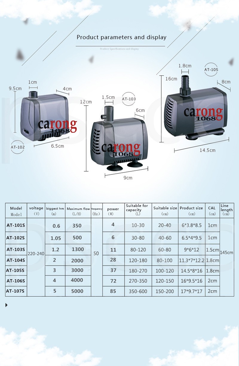 Bơm hồ cá Atman AT-104s tiết kiệm điện