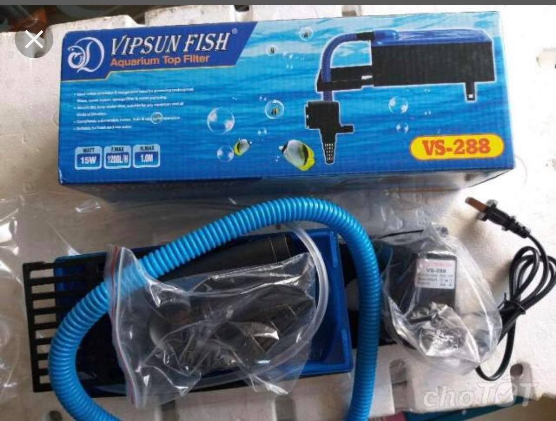 Vipsun Fish VS-288 - Bộ Máng Và Máy Bơm Lọc Nước Hồ Cá - Có bông lọc