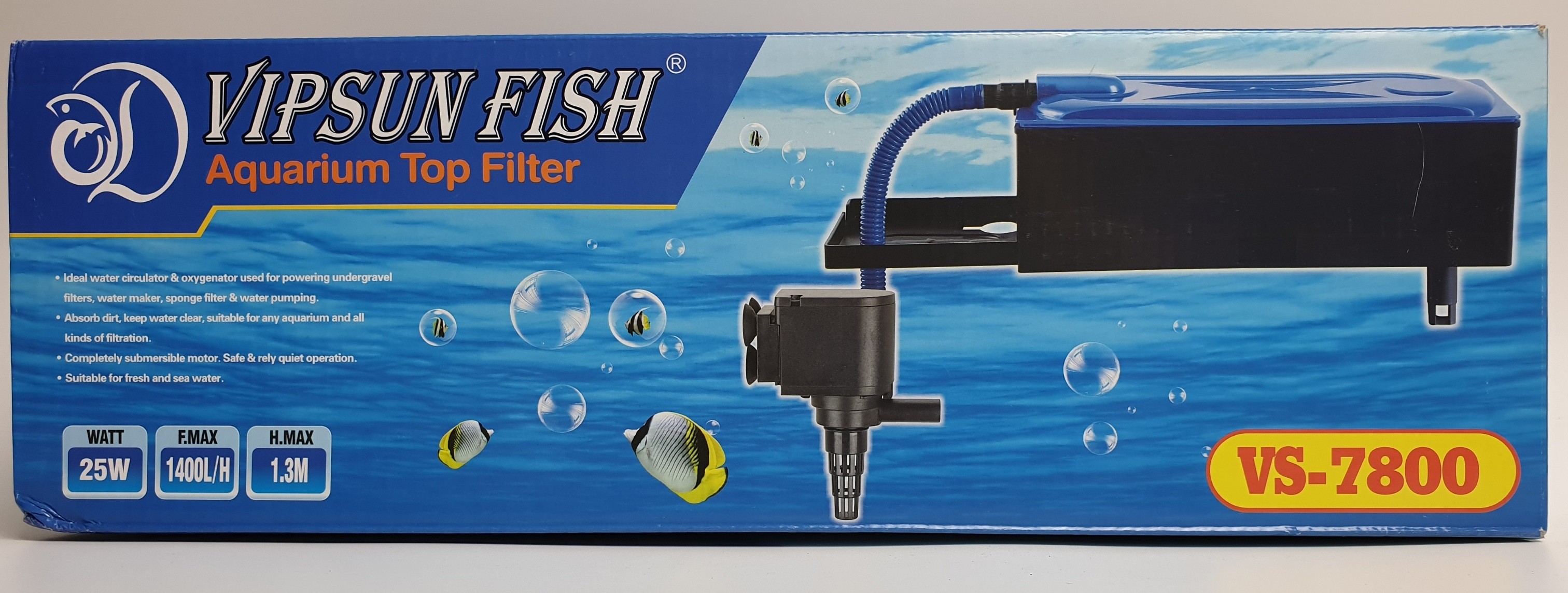 Vipsun Fish VS-7800 - Bộ Máng và Máy Bơm Lọc Nước Hồ Cá - Có bông lọc