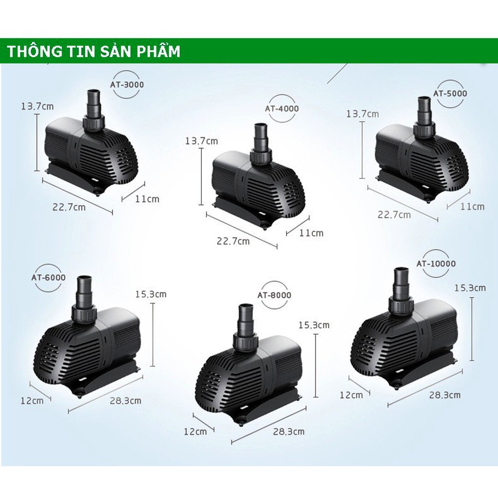 Atman AT 8000 – Máy Bơm hồ cá tiết kiệm điện và siêu bền