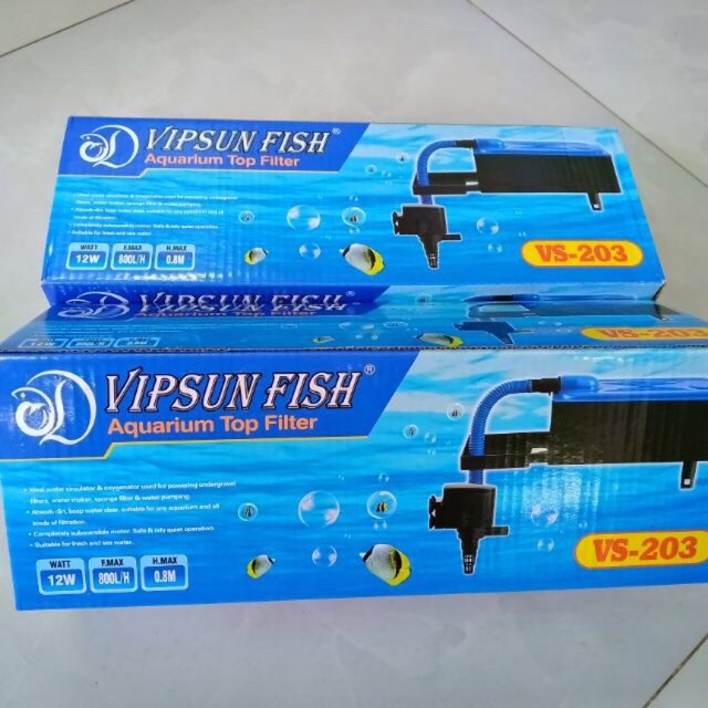 Vipsun Fish VS-203 - Bộ Máng và Máy Bơm Lọc Nước Hồ Cá - Có bông lọc