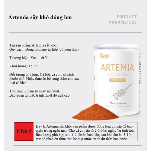 Artemia tách vỏ sấy khô hủ 150ml