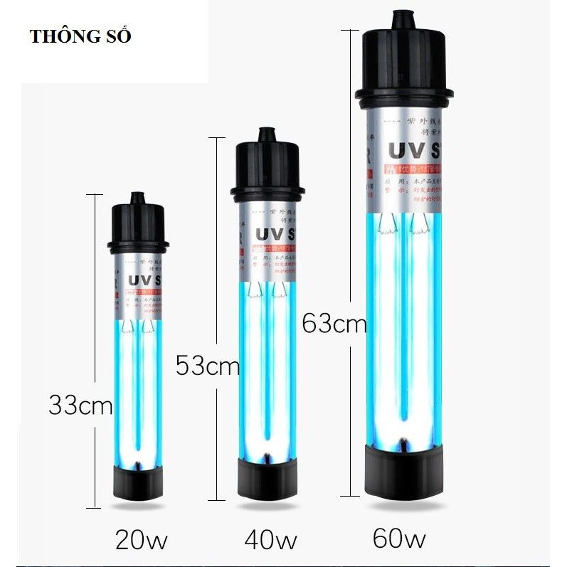 Đèn UV 2 bóng diệt tảo, khuẩn có hại cho hồ cá lớn công suất 20w |30w |40w |60w |100w