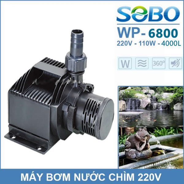 Máy bơm bể cá Sobo WP 6800 cho hồ cá cảnh, đài phun nước