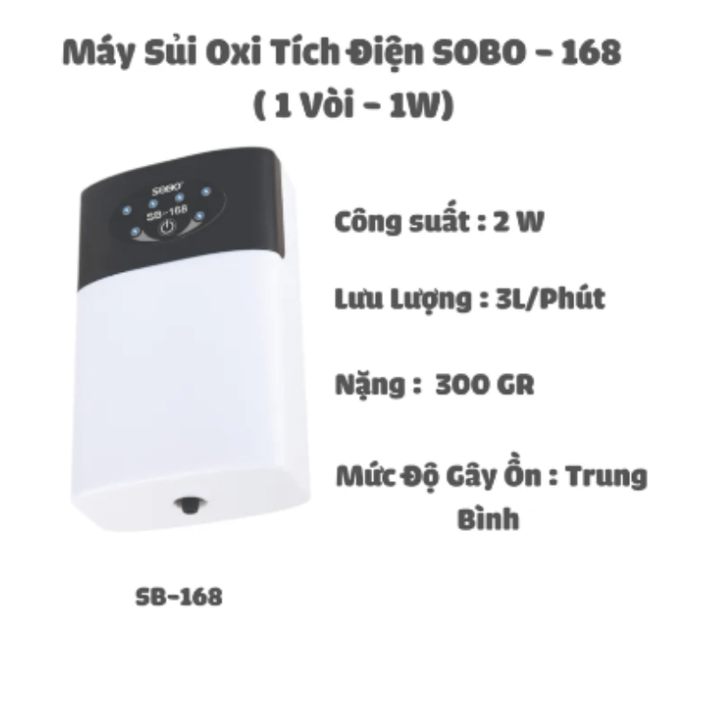 Máy oxy sạc điện 1 vòi Sobo SB 168 cho hồ cá