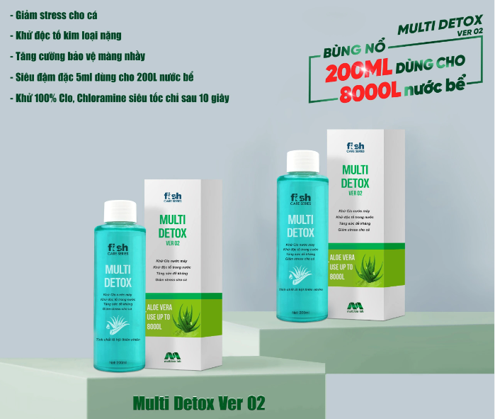 Multibio Lab - MULTI DETOX Ver.2 | Khử Clo - Khử Độc - Chống Sốc - Giảm Stress Dành Cho Hồ Cá