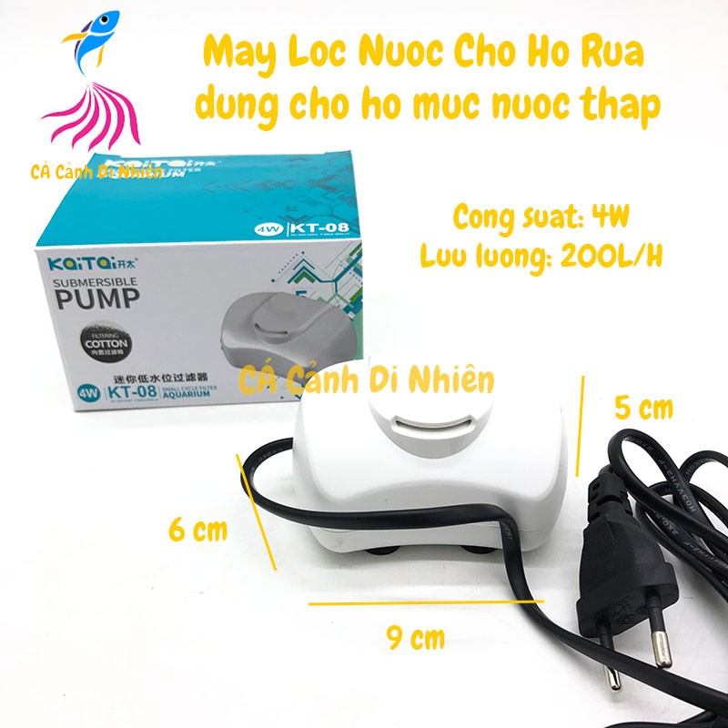 Máy lọc nước vi sinh cho bể rùa mini 4W KAI TAI KT-08 - Bộ lọc hồ rùa