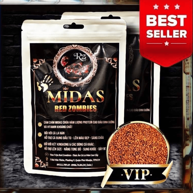 Tôm Trộn Viên cho cá La Hán MIDAS gói 150gram - Red Zoombies