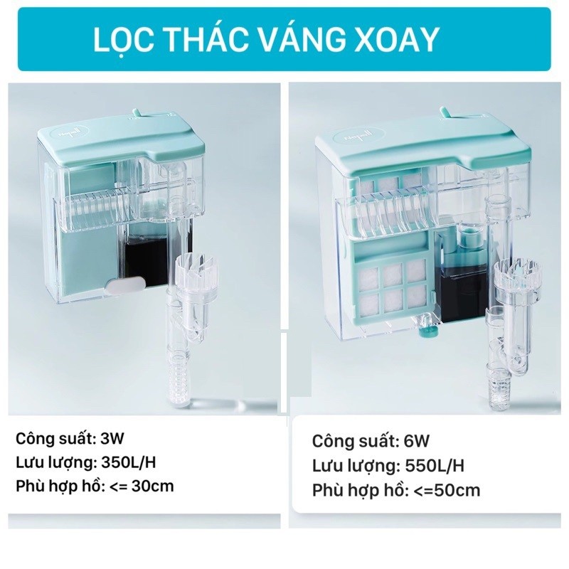 Lọc thác váng xoay Yee (Nepall) cho hồ cá, hồ thuỷ sinh 3W 5W