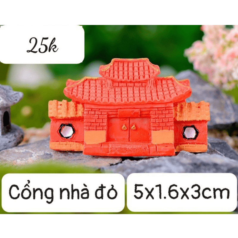 TIỂU CẢNH CỔNG NHÀ ĐỎ TRANG TRÍ HỒ CÁ CẢNH